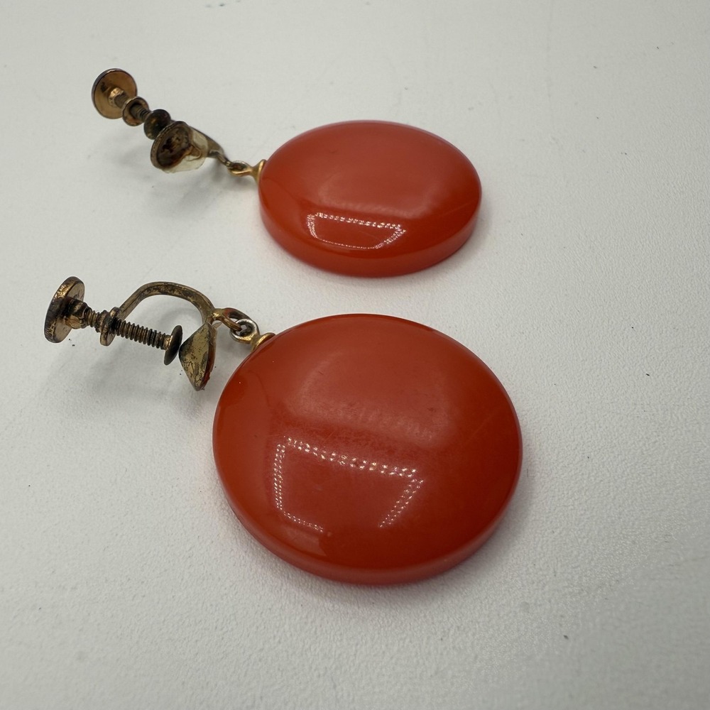 Vintage Bakelite Clip On Earrings Large Retro Statement Jewelry 1950s Bold - Picture 2 of 4